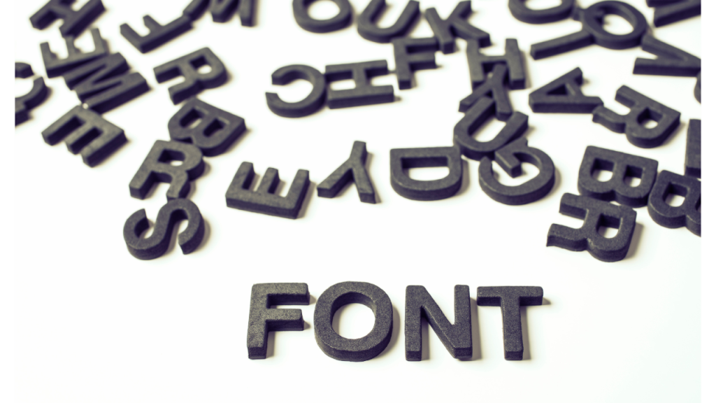 沢山のアルファベットが散りばめられていて、その中でFONTの文字が形成されている