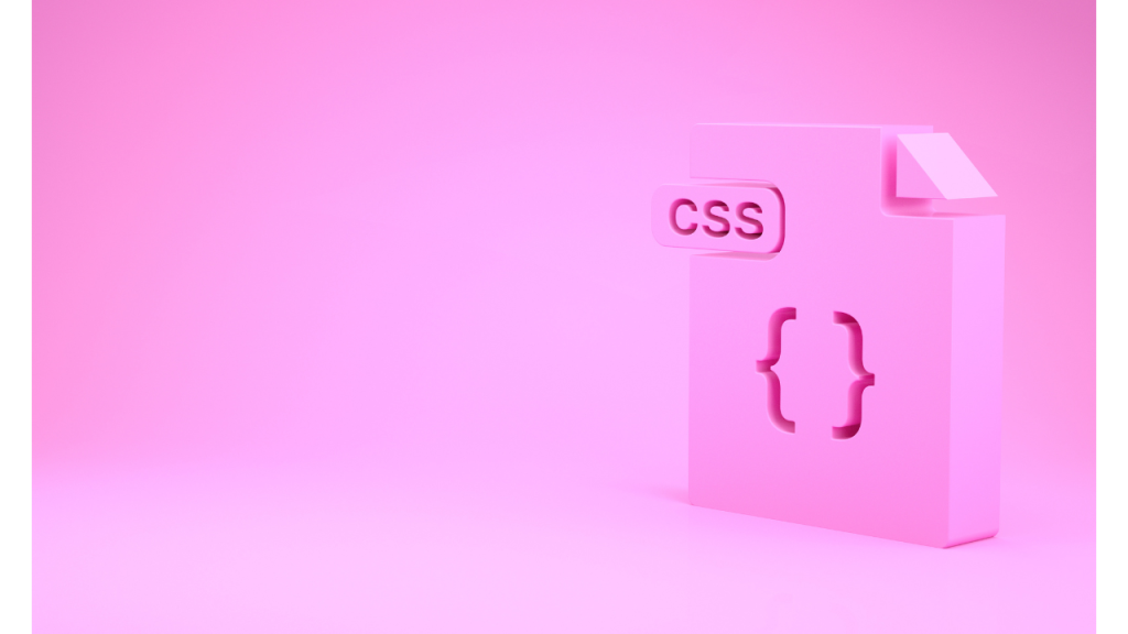 ピンク色を背景にCSSという文字の書かれたピンク色のブロックが置かれている画像
